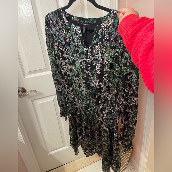 NWT White House Black Market Smocked Blouson Dress- Little Lead Burnout - Picture 6 of 16